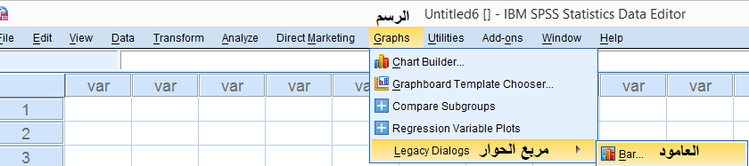 خطوات إعداد الأعمدة البيانية في SPSS